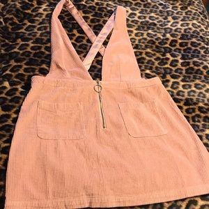 Corduroy pink overall dress